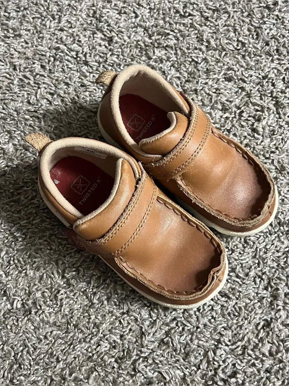 Toddler Baby Twisted X Brown Leather Shoes Mocassins Size 8